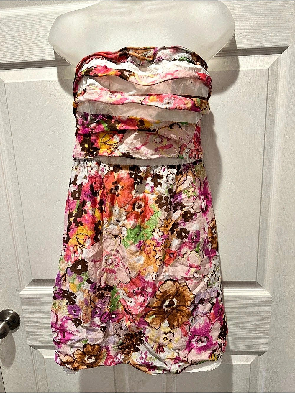 J.Crew Watercolor Cotton Silk Blend Floral Strapless Mini Corset Dress Size 10